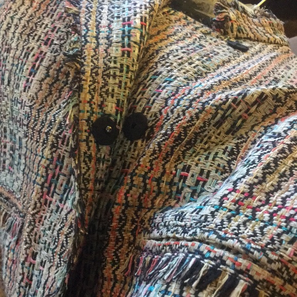 Theory Myleen Chromatic Cropped Tweed Fringe Coat - Picture 8 of 8